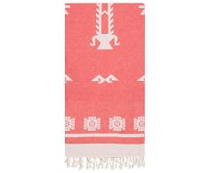 Cacala Tree of Life Serie Exklusives Pestemal Handtuch – saugfähiges echtes türkisches Badetuch – Patentiertes Design – Anatolische Motive – Öko-TEX zertifiziert – 100 % Baumwolle – 94 x 180 cm Traditionell 37.4 x 70.8 rot