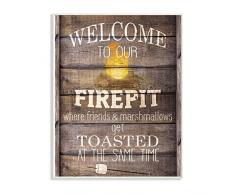 Stupell Industries Feuerstelle Country Home Textured Word Design Schilder und Plaketten, Mehrfarbig