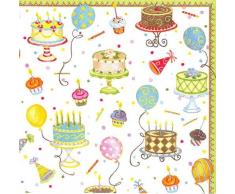 Caspari Birthday Cakes erhalten mit Servietten Stoff/Papier, Mehrfarbig, Stoff, Mehrfarbig, 12.5x12.5x0.02 cm