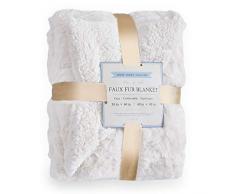 Rose Home Fashion RHF Kunstfell-Überwurfdecke, Decke, Flauschige Decke, Fleecedecke, Überwurfdecke, Flauschige Decke, Plüschdecke Twin weiß