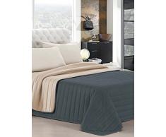 Italian Bed Linen Estivo Ehebett, Grigio Scuro/Panna, 260 x 270 cm