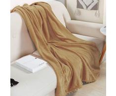 Leevan Überwurf, gestrickt, kuschelig, mit Quasten, für den täglichen Gebrauch, Stuhl, Couch, Strand, Bauernhof, Dekoration 60*80 Inch Khaki