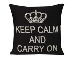 Royalours Baumwolle Leinen Quadratisch Schwarz Fuck Zitat Überwurf Kissenbezug Home Kissenbezug Sofa Decor Funny 45,7 x 45,7 cm 18 x 18 Keep Calm