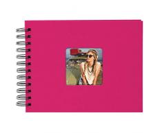 Goldbuch Spiralalbum mit Bildausschnitt, Living, 24x17 cm, 50 schwarze Seiten, Hochwertiger Einband aus Strukturpapier in Leinenoptik, Pink, 20 197