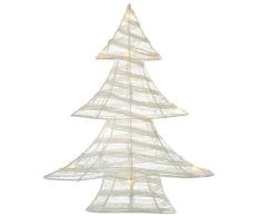 WeRChristmas 48 cm, mit Beleuchtung, String und Gaze Christbaumkugel mit 15 warmweiße LED-Lichter, Weiß