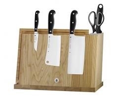 WMF Messerblock mit Messerset 7-teilig Spitzenklasse Plus 3 Messer geschmeidet, 1 Block magnetisch aus Bambus, 1 Wetzstahl, 1 Schere und 1 Schneidebrett aus Bambus