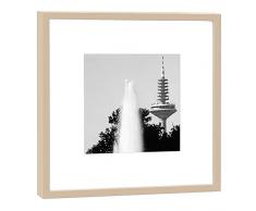 COGNOSCO - Fotografie im Holzrahmen: Ginnheimer Spargel Fernsehturm Frankfurt - Fotodruck - Format 27 x 27 cm - Rahmenfarbe beige - Hochwertiges Wandbild, Geschenkidee oder Souvenir aus Hessen
