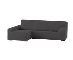 Eysa elastisch sofa überwurf chaise longue links, frontalsicht, Polyester-Baumwolle, 06-grau, 90 x 240 - 280 x 155 cm