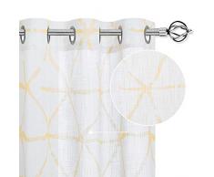 StangH Vorhang mit geometrischem Skizziertem Dreieck, Leinen, durchscheinend, 2 Paneele, Geometric丨amber Yellow, W52 x L84