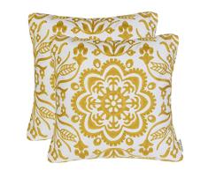 Mika Home Stickerei Geometrische links Accent dekorativer Überwurf-Kissenbezug Sofa Kissen Fall für 45,7 x 45,7 cm fügt Baumwolle Stoff gold weiß, baumwolle, Pack of 2-Color 4, 45 x 45 cm (18 x 18 Zoll)