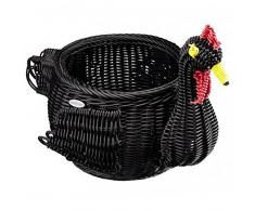 Saleen Deko-/Picknick-/Mehrzweck-Korb in Hennen-Form, Gastrotauglich, 36 x 23 x 27 cm, Kunststofffaser, Huhn Berta, Schwarz, 02046019101