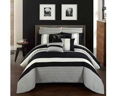 Chic Home cs2536-an Pueblo 10piece Pueblo komplett Schlafzimmer-Set mit Octagon Stickerei Color Block Muster. King Bett in einem Beutel Tröster Set schwarz mit-Bettlaken-Set, schwarz, King