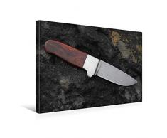 Premium Textil-Leinwand 45 cm x 30 cm quer Design Jagdmesser, rostfreier Edelstahl von Balbach, Muster Große Rosen