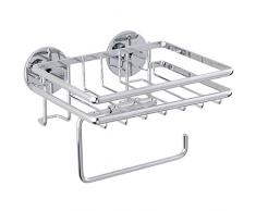 Wenko 22767100 Toilettenpapierhalter mit Ablage Cali mit Express-Loc, Edelstahl, Silber, 17 x 16 x 12 cm