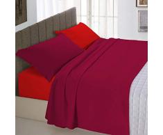 Italian Bed Linen Natural Color Bettwäsche Set, 100% Baumwolle, Rot/Bordeaux, Doppelte