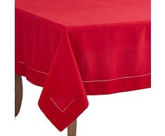 Rot Hohlsaum Grenze Urlaub Tischdecke, Platzsets, Läufer, und Servietten, Polyester-Mischgewebe, rot, 70 X 104 Tablecloth