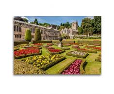 Premium Textil-Leinwand 120 x 80 cm Quer-Format Garten vom Lanhydrock House bei Bodmin in Cornwall, England | Wandbild, HD-Bild auf Keilrahmen, Fertigbild auf hochwertigem Vlies, Leinwanddruck von Christian Müringer