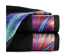 Eurofirany Azul Handtuch Baumwolle Weich Muster Dick Set 3-er Pack Oeko-Tex, Schwarz, 70X140cm, 3