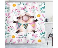 Cartoon Duschvorhang von ambesonne, Rainbow Bild mit Farben Star wie Details, für Artwork, Kinderzimmer, Badezimmer Decor Set mit Haken, Kastanienbraun und Weiß, Textil, Multi 15, 69W x 70L
