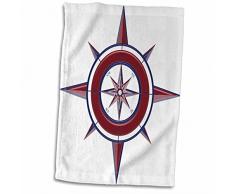 3dRose Red and Blue Nautical Compass Handtücher, Mehrfarbig, 15 x 22