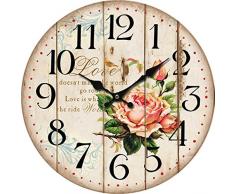 Molhome Vintage Wanduhr, Holz, Mehrfarbig, 34 X 34 X 4 cm