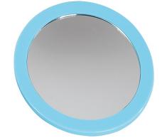 Sanwood 6650921 Nelly Kosmetikspiegel 5-Fach VergrÃ¶Ãerung Aufsatzspiegel mit SaunÃ¤pfen und Farbigem Rand, Acryl, Aqua, 15.7 x 15.7 x 2.5 cm