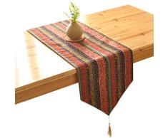 TideTex Boho Tischläufer, Quaste, Baumwolle, Hanf, Blumenmuster, 30,5 x 137,2 cm, Landhaus-Party, Urlaub, Tischdecke, Kommode, Esszimmer, TV, Couchtisch, Heimdekoration, Baumwoll-Leinen, e, 12 x 78 inch