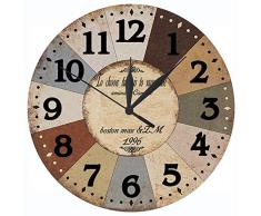 GeTJonesRiGhT europäische Retro Vintage Uhr leicht lesbar Runde Wanduhr arabische Ziffern Vintage Antik Chic Stil Stille Stille Wanduhr Home Farmhouse Dekorative Wanduhr 25,4 cm