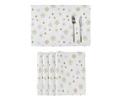 BEETTY Platzdeckchen, waschbar, Kunstleinen, Wärmeisolierung, fleckenabweisend, Schneeflocken-Blume, 12 x 18 cm, für Küche und Esstisch, Heimdekoration 4PCS Mehrfarbig