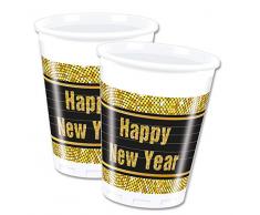 Procos 8 Partybecher Happy New Year/metallicfarbend Silvester, 200 Ml