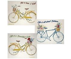 SWEDEdishcloths Bike Spruch Set mit 3 Tüchern (je eins von jedem Design) - umweltfreundlich, wiederverwendbar, saugfähiges Reinigungstuch