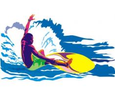 Indigos 4051719803037 Wandtattoo ME046 stylischer Surfer Welle Wasser Strand Beachparty 80 x 47 cm