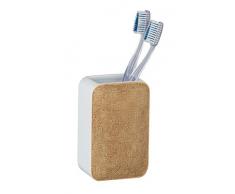 WENKO Ambila Zahnputzbecher-/ Zahnbürstenhalter (für Zahnbürste und Zahnpasta) 7.5 x 12 x 6.5 cm Beige