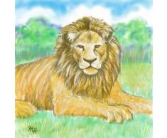 Löwe Dekofigur aus Keramik, Fliesen, 4 x 4