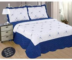 ForenTex GM-2611 Bettdecke, Bestickt, für 135 cm Bett, dekorativ, mit Kissenbezügen, leichte Füllung für Sommer und Schlafzimmer, 3 Stück