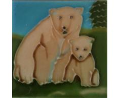 Deko-Fliese Eisbär und Jungfrau aus Keramik, 20,3 x 20,3 cm