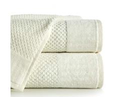 Eurofirany Handtuch Baumwolle Weich Schlicht Frottee Bordüre Set 3-er Pack Oeko-Tex, Creme, 70X140 cm