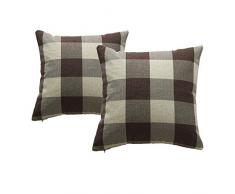 Bestjybt Buffalo Karo Plaids Fall Throw Kissenbezug Baumwolle Leinen Kissenbezug Kissenbezug Retro Bauernhaus Dekoration für Couch Sofa Bett, 2er Pack 18 x 18 inch braun