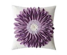 OiseauVoler 3D Sonnenblumen Bestickt Werfen Kissen Handgefertigt Deko Kissenbezüge für Home Sofa Auto Bed Room Decor 45,7 x 45,7 cm Blumenmuster 18 x 18 inch Violett