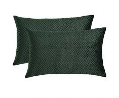 Artcest 2er-Set, dekorative Samt-Überwurf-Kissenbezüge, Sofakissen, weich gestepptes Muster, bequeme Couch-Kissenbezüge 12x20, 2 Pieces dunkelgrün