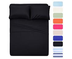 Bed Sheet Set, luxucy Weichsten Mikrofaser Bettwäsche Platinum Collection Deep Pocket Falten und farbbeständige 4 Stück, Mikrofaser, schwarz, Volle Größe