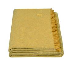 Must Relax-Decke - Wolldecke - hochwertiges Plaid aus reiner Schurwolle mit Fransen - 130x190 cm - 160 curry - von zoeppritz since 1828