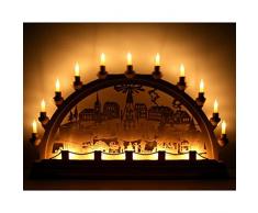 KWO Olbernhau 62017 Schwibbogen Weihnachtsmarkt mit Pyramide, 65 x 40 cm