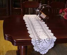 Damanni Tischläufer, oval, Baumwolle, handgefertigt, Häkelspitze, 30,5 x 61-137,1 cm, für Couchtisch, Kommode, Schal, Dekoration Garten 12x51 Inch weiß