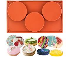 Funshowcase 3-cavity groß rund Disc Candy Silikon Form TeaCake Gebäck Backgeschirr für Backen, Polymer Clay, Seife, Epoxidharz, Schmuck machen,-Projekte