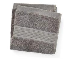 Chaps Home Badetuch, 100 % Baumwolle, sehr saugfähig, farbbeständig, inkl. Waschlappen 13 x 13 13X13 Quarzgrau