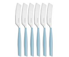 Bugatti gl7u-021 F32/6 Glamour Besteckgarnitur, 6 Streichmesser San/Stahl Blau Himmelblau 16 x 20 x 3 cm