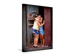 Premium Textil-Leinwand 50 x 75 cm Hoch-Format Geschwisterliebe - Ein Motiv aus dem Kalender Kuba Kids - Glückliche Kinder | Wandbild, HD-Bild auf Keilrahmen, Fertigbild auf hochwertigem Vlies, Leinwanddruck von Henning von Löwis of Menar