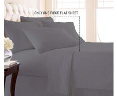 Trend Bedding Mart Bettlaken / Bettlaken mit weicher Haptik, 100 % ägyptische Baumwolle, perfekte Passform für Übergröße und extra Höhe, Fadenzahl 600, 1 Stück California King grau