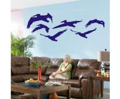 INDIGOS 4052166088497 Wandtattoo w481 Vogel / Vögel Wandaufkleber 96 x 35 cm, blau